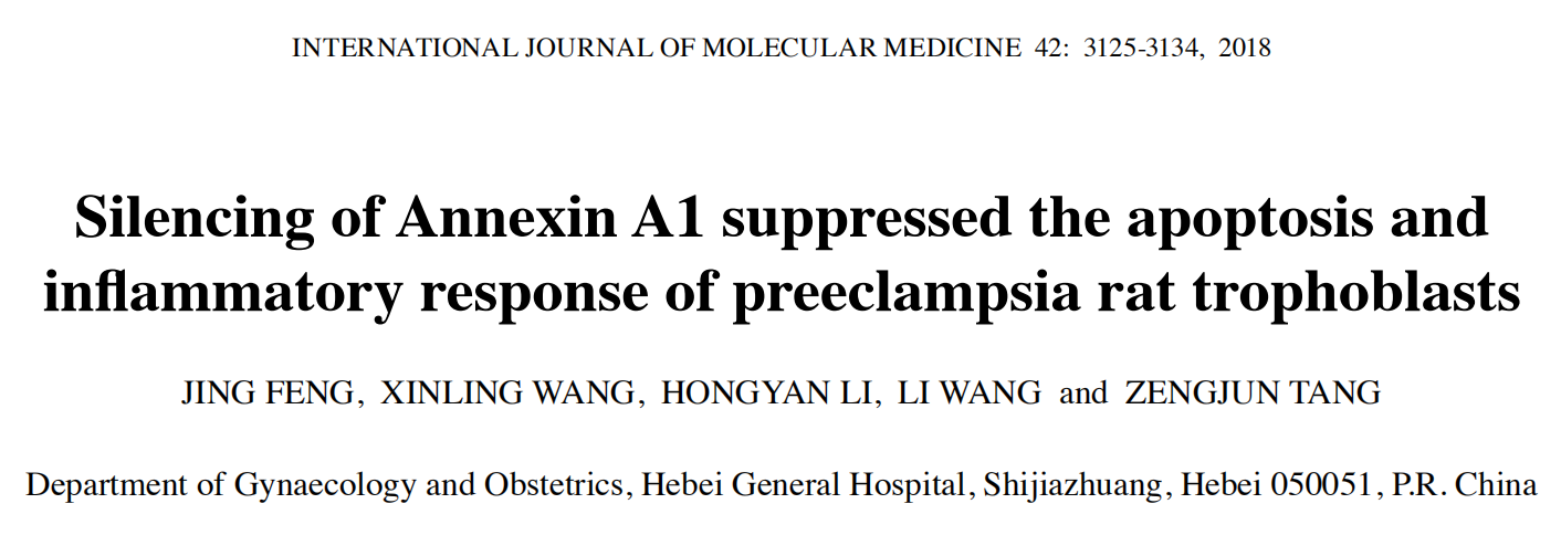 Silencing of Annexin A1 suppressed the apoptosis and inflammatory response of preeclampsia rat tropho