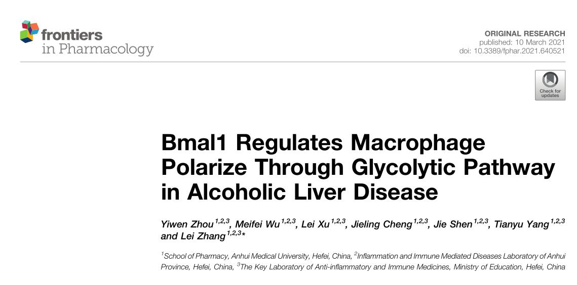Bmal1 Regulates Macrophage Polarize Through Glycolytic Pathway in Alcoholic Liver Disease