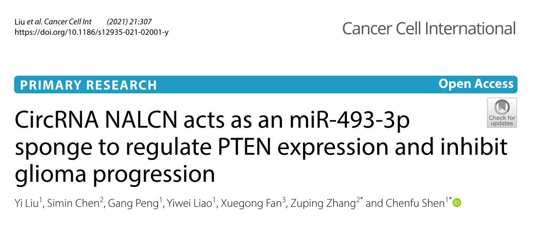 CircRNA NALCN acts as an miR-493-3p sponge to regulate PTEN expression and inhibit glioma progression